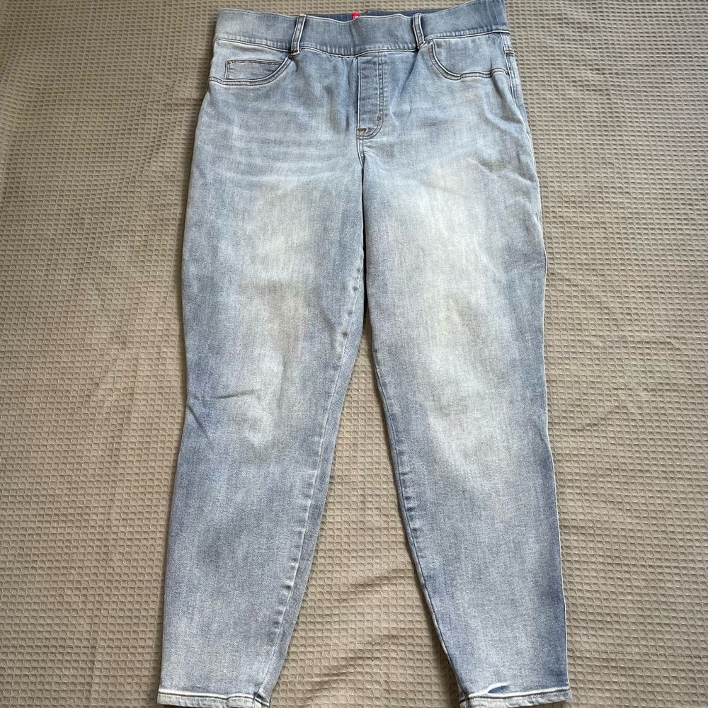 Spanx Skinny Ankle Jeans 1X Womens Slimming Light Wash Stretch Pull On